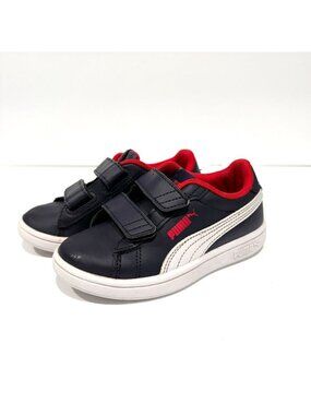 Puma Smash 3.0 Leather Navy & Red Kids Sneakers